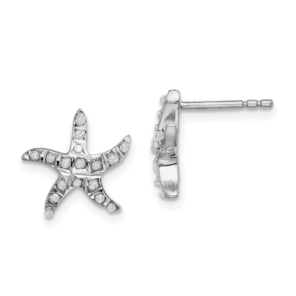 Diamond Mystique 925 Sterling Silver carart Diamond Starfish Post Earrings